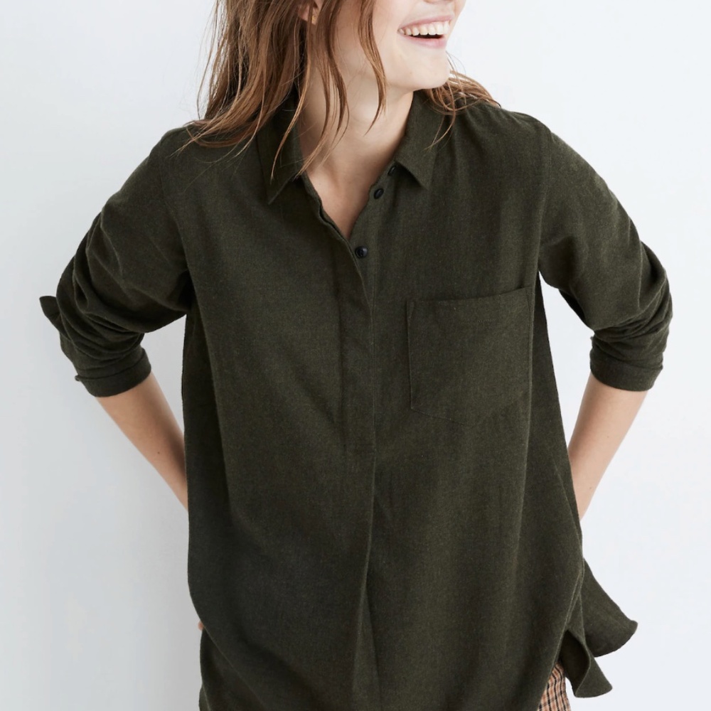 Madewell Flannel Classic Ex-Boyfriend Button-Back Shirt Size L